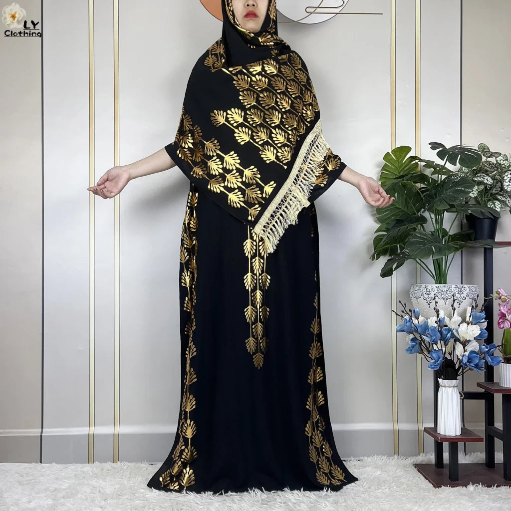 Luxe Gold Stamped Caftan + Scarf