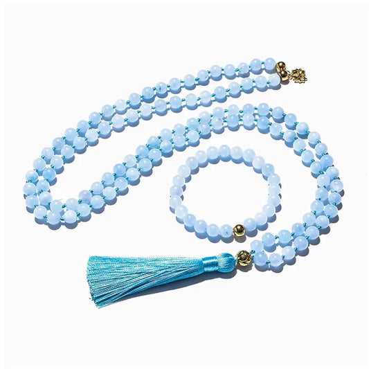 Aquamarine Mala Necklace Set